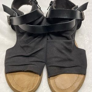 Black bootie style sandals by Blowfish.